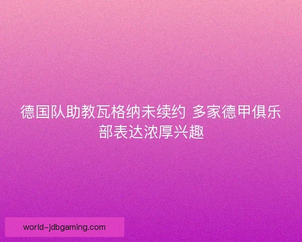 德国队助教瓦格纳未续约 多家德甲俱乐部表达浓厚兴趣